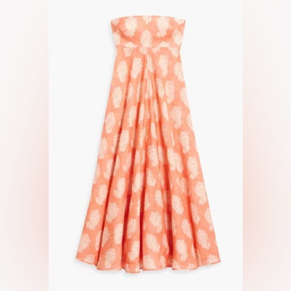 Zimmermann sleeveless paisley print linen midi/max dress - peach